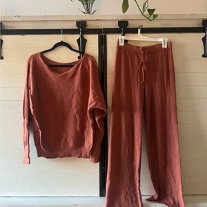 Rust Knit Sweater and Pants Set
